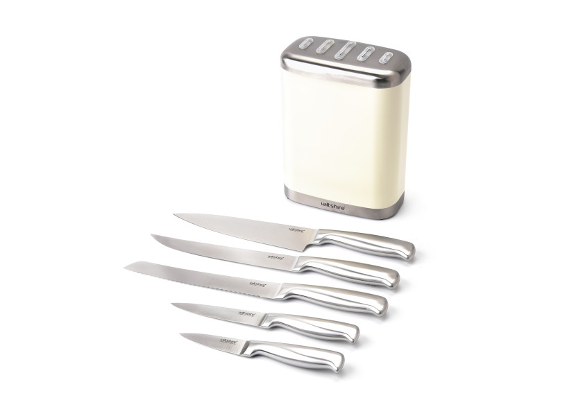 Knife Block 6-Piece Set - Ecru