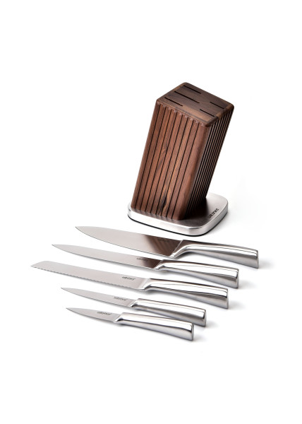 Walnut Knife Block 6-Piece Set