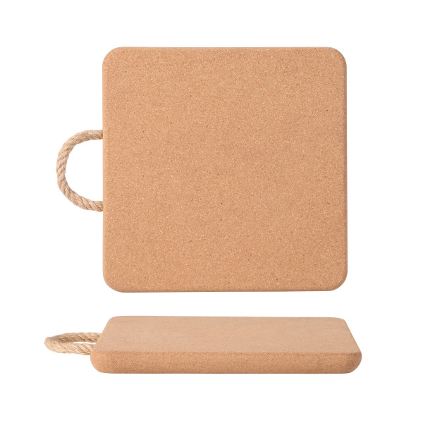 Deluxe Cork Trivet with Rope Handle Square 24 x 2cm