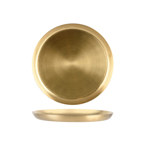 Serving Tray Round Brass Satin 365x30mm