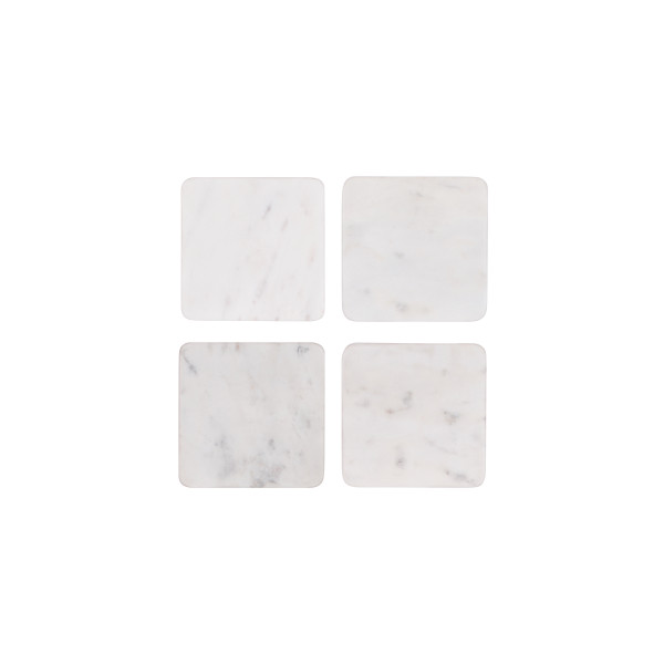 Square Coaster White Marble 4pc Set 100x100x15mm