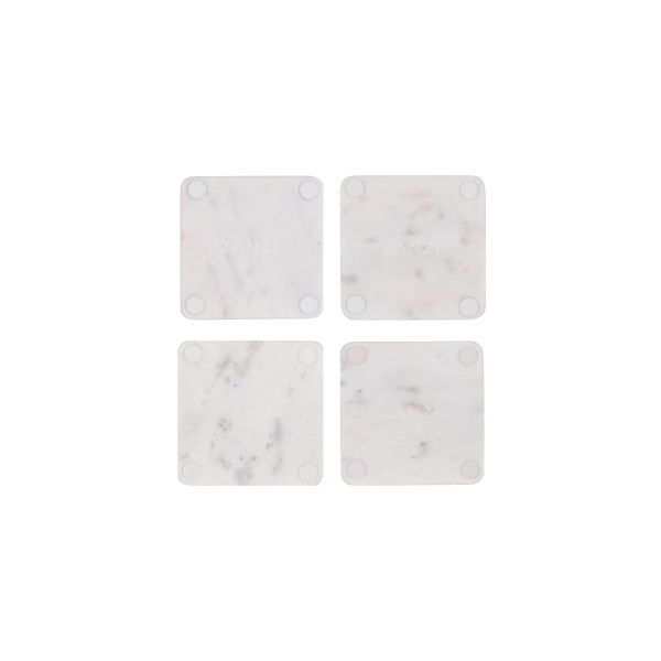 Square Coaster White Marble 4pc Set 100x100x15mm